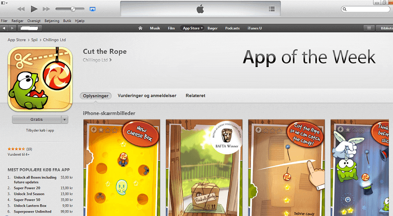 Cut the Rope - App of the week 53 Gode Apps til Børn - Cut the Rope
