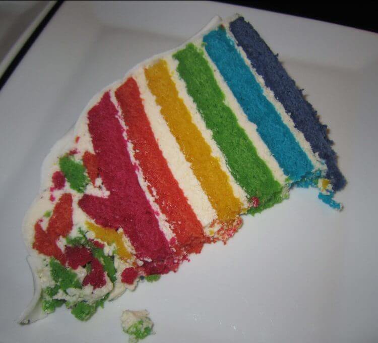 Rainbow Cake slice closeup