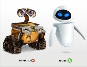 WALL-E og EVE fra filmen WALL-E